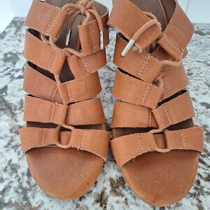 ARRICCI Brown  Leather Lace-Up heel sandals size‎ 6B